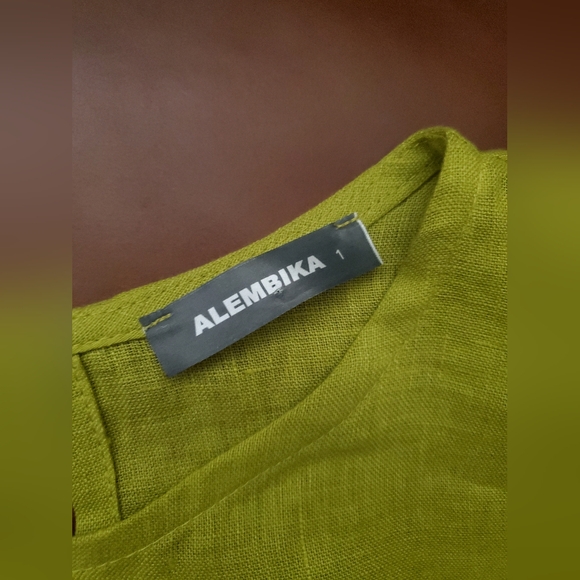 Alembika Linen Color Block Top Size S Small Citron And Purple - Picture 7 of 9